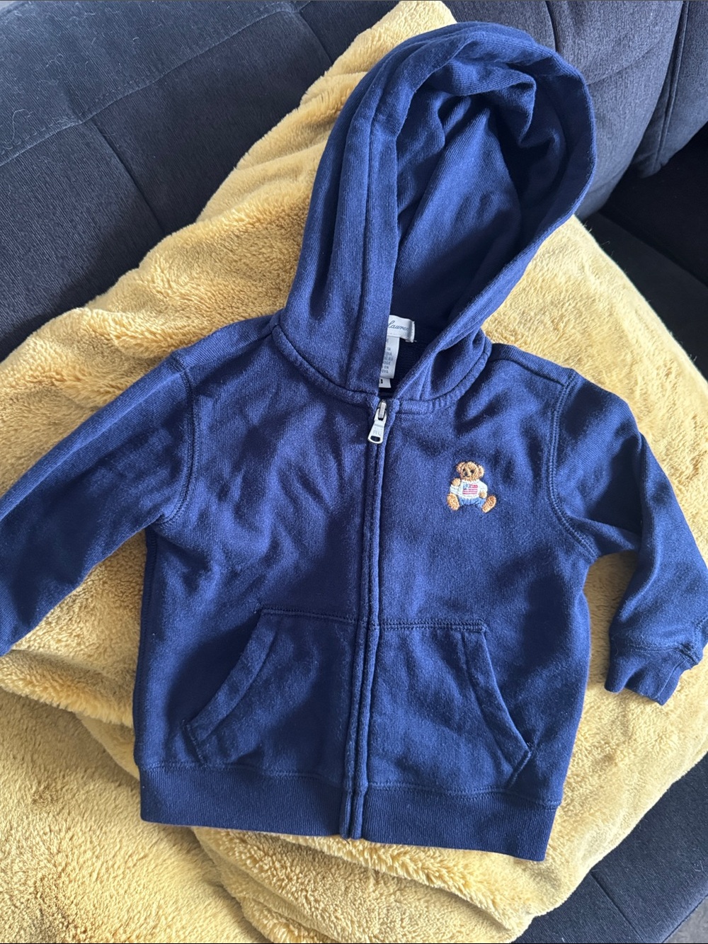 Ralph Lauren Navy Zip Hoodie with Teddy Patch